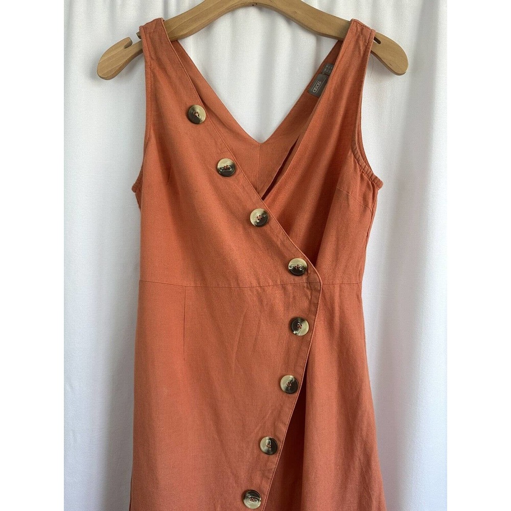 Asos Design Linen Blend Button Through Midi Sundr… - image 2